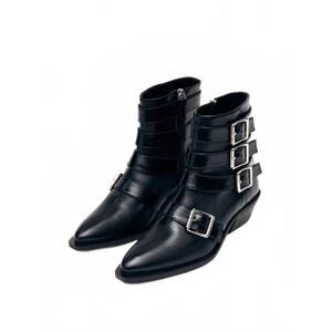 NEW ALOHAS women's eras leather ankle boots in black
